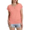 image:imageWIHOLL Womens V Neck Ruched Cap Sleeve T ShirtCoral
