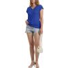 image:imageWIHOLL Womens V Neck Ruched Cap Sleeve T ShirtDark Blue