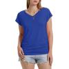 image:imageWIHOLL Womens V Neck Ruched Cap Sleeve T ShirtDark Blue