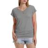 image:imageWIHOLL Womens V Neck Ruched Cap Sleeve T ShirtGray