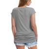 image:imageWIHOLL Womens V Neck Ruched Cap Sleeve T ShirtGray