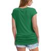 image:imageWIHOLL Womens V Neck Ruched Cap Sleeve T ShirtGreen
