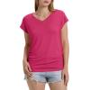 image:imageWIHOLL Womens V Neck Ruched Cap Sleeve T ShirtHot Pink
