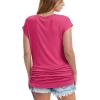image:imageWIHOLL Womens V Neck Ruched Cap Sleeve T ShirtHot Pink
