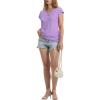 image:imageWIHOLL Womens V Neck Ruched Cap Sleeve T ShirtPurple