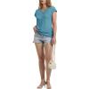 image:imageWIHOLL Womens V Neck Ruched Cap Sleeve T ShirtTurquoise