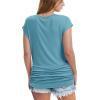 image:imageWIHOLL Womens V Neck Ruched Cap Sleeve T ShirtTurquoise