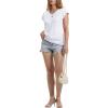 image:imageWIHOLL Womens V Neck Ruched Cap Sleeve T ShirtWhite