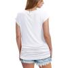 image:imageWIHOLL Womens V Neck Ruched Cap Sleeve T ShirtWhite
