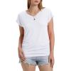image:imageWIHOLL Womens V Neck Ruched Cap Sleeve T ShirtWhite