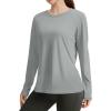 image:imageWIHOLL Workout Tops for Women Long Sleeve Sun Shirt UPF 50 UV Protection Running Hiking Clothes Quick Dry Athletic TopsGrey