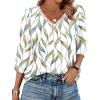 image:imageWIHOLL 34 Length Sleeve Womens Tops Lace V Neck Tunic Tops Loose Fit Dressy Casual Shirts BlousesPrint 5