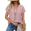 image:imageWIHOLL Blouses for Women Dressy Casual Summer Tops Short Sleeve Shirts Business Casual T Shirts Beach Vacation ClothesPink