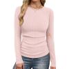 image:imageWIHOLL Long Sleeve Shirts for Women Fall Fashion Thermal Shirts Rib Knit Winter Clothing Warm Undershirts Basic TShirts6light Pink
