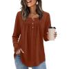 image:imageWIHOLL Long Sleeve Shirts for Women Fall Outfits 2025 Crewneck Casual Tunic Tops Trendy Blouses Fashion Clothing2caramel