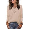 image:imageWIHOLL Long Sleeve Shirts for Women Fall Outfits V Neck T Shirts Button Down Tunic Tops Fashion Clothing1khaki