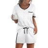 image:imageWIHOLL Pajamas for Women Set Two Piece Lounge Summer Outfits Short Sleeve Tops amp Shorts Soft Sleepwear Chest Pocket 2026White Polka Dots