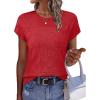 image:imageWIHOLL Short Sleeve Sweater for Women Crew Neck Trendy Summer Tops 2026 Travel Business Casual Spring Outfits with PocketRed