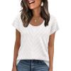 image:imageWIHOLL Short Sleeve Sweater for Women Scoop Neck Trendy Summer Tops 2026 Travel Business Casual OutfitsWhite
