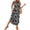 image:imageWIHOLL Summer Dresses for Women 2026 Hawaiian Beach Vacation Clothes Casual Sleeveless Maxi Long Sundresses with PocketsBlack Gray Print