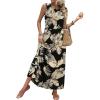 Black Beige Tropical Leaves