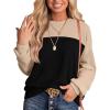 image:imageWIHOLL Womens Fall Fashion 2025 Long Sleeve Shirts Color Block Knitted Ribbed Tunic Tops Casual Loose Fit TrendyKhaki Black