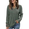 image:imageWIHOLL Womens Fall Fashion 2025 Long Sleeve Tops for Women with Buttons Blouses Dressy Casual V Neck Oversized Sweaters Knit T Shirts Teacher Tlothes Fashion Soft Office Work Green