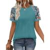 image:imageWIHOLL Womens Summer Tops Color Block Short Sleeve Raglan Shirts Spring Fashion Clothes Vacation OutfitsGraphic Blue