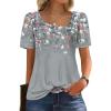 image:imageWIHOLL Womens Summer Tops Short Sleeve Shirts Square Neck Spring Outfits 2026 Fashion Clothing BlousesFloral Grey