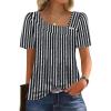 image:imageWIHOLL Womens Summer Tops Short Sleeve Shirts Square Neck Spring Outfits 2026 Fashion Clothing BlousesStripes Black