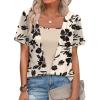 image:imageWIHOLL Womens Summer Tops Trendy 2 in 1 Blouses Short Sleeve Shirts Casual T Shirts Beach Vacation ClothesBeige Floral