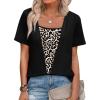 image:imageWIHOLL Womens Summer Tops Trendy 2 in 1 Blouses Short Sleeve Shirts Casual T Shirts Beach Vacation ClothesBlack Leopard Print
