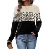 image:imageWIHOLL Womens Sweaters Trendy Color Block Tops Long Sleeve Shirts Fall Outfits Early Fall Fashion 2025 Winter ClothingUnique Leopard