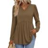 image:imageWIHOLL Womens Tops Long Sleeve Fall Shirts Babydoll Peplum Tops for Women V Neck Tunic Dressy Casual BlousesBrown
