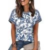 image:imageWIHOLL Womens Tops Short Sleeve Shirts Summer Outfits 2026 Spring Dressy Casual Clothes ClothingBoho Blue