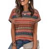 image:imageWIHOLL Womens Tops Short Sleeve Shirts Summer Outfits 2026 Spring Dressy Casual Clothes ClothingBoho Stripes