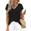 image:imageWIHOLL Womens Tops Summer Short Sleeve Sweater V Neck Shirts Beach Vacation Clothes Business Casual Fashion Clothing0black