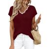image:imageWIHOLL Womens Tops Summer Short Sleeve Sweater V Neck Shirts Beach Vacation Clothes Business Casual Fashion ClothingRed Wine