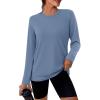 image:imageWIHOLL Workout Tops for Women Long Sleeve Sun Shirt UPF 50 UV Protection Running Hiking Clothes Quick Dry Athletic TopsBlue