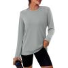 image:imageWIHOLL Workout Tops for Women Long Sleeve Sun Shirt UPF 50 UV Protection Running Hiking Clothes Quick Dry Athletic TopsGrey