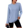 image:imageWIHOLL Workout Tops for Women Long Sleeve Sun Shirt UPF 50 UV Protection Running Hiking Clothes Quick Dry Athletic TopsLightblue