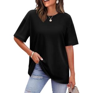 image:imageWIHOLL Oversized Tshirts for Women Summer Tops Short Sleeve T Shirts Beach Vacation Clothes Travel Outfits Fashion 2026All Black