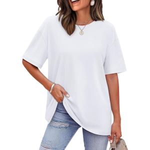 image:imageWIHOLL Oversized Tshirts for Women Summer Tops Short Sleeve T Shirts Beach Vacation Clothes Travel Outfits Fashion 2026All White