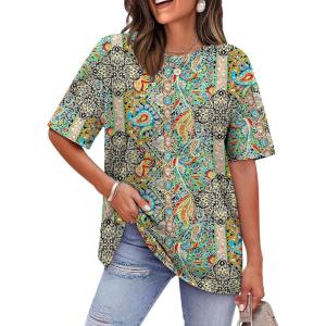 image:imageWIHOLL Oversized Tshirts for Women Summer Tops Short Sleeve T Shirts Beach Vacation Clothes Travel Outfits Fashion 2026Boho