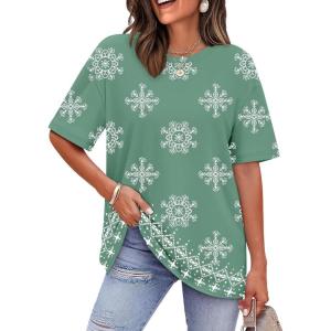 image:imageWIHOLL Oversized Tshirts for Women Summer Tops Short Sleeve T Shirts Beach Vacation Clothes Travel Outfits Fashion 2026Boho Green