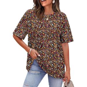 image:imageWIHOLL Oversized Tshirts for Women Summer Tops Short Sleeve T Shirts Beach Vacation Clothes Travel Outfits Fashion 2026Ditsy Floral