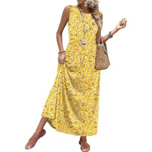 image:imageWIHOLL Summer Dresses for Women 2026 Maxi Dresses Long Flowy A Line Sleeveless Sundresses with PocketsDaisy Print