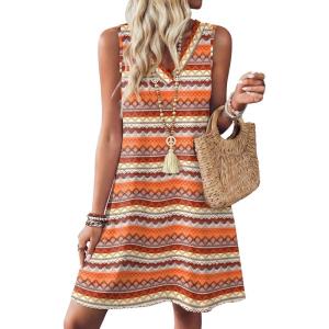 image:imageWIHOLL Summer Dresses for Women Beach Vacation Clothes Sundress Dress Hawaiian Boho Dresses Fashion Travel Cruise OutfitsBoho Stripe