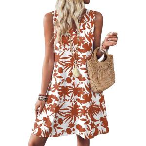 image:imageWIHOLL Summer Dresses for Women Beach Vacation Clothes Sundress Dress Hawaiian Boho Dresses Fashion Travel Cruise OutfitsRed Flowers