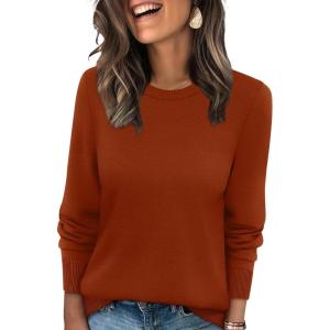 image:imageWIHOLL Sweaters for Women Lightweight Pullover Tops Long Sleeve Shirts Crewneck Fashion Clothing Fall Outfits 2026Caramel